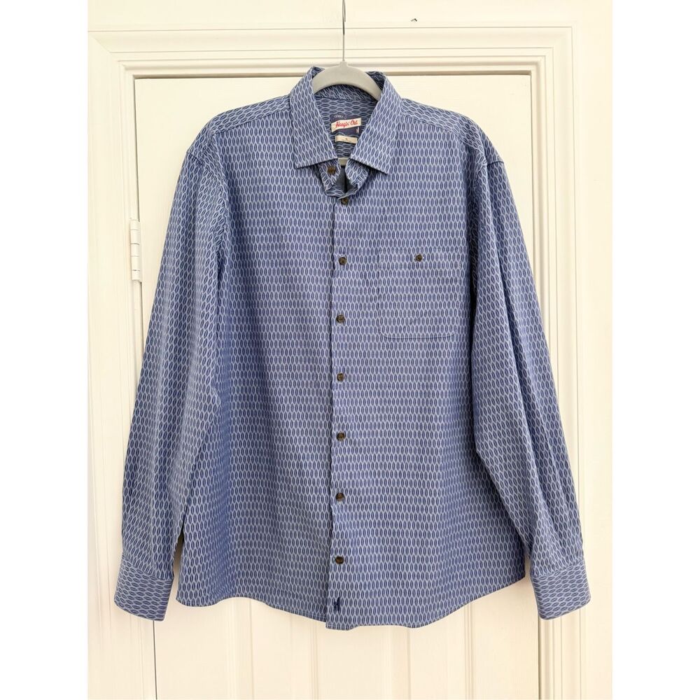 Johnnie-O Mens Laguna Blue Geometric Hangin Out Surf Board Finley Shirt Size XL